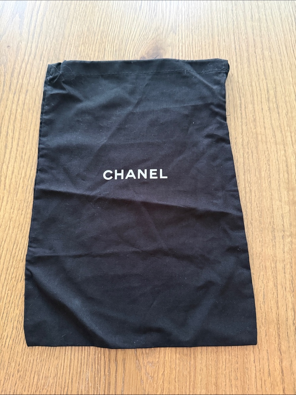 CHANEL Black Drawstring Dust Bag with White Logo